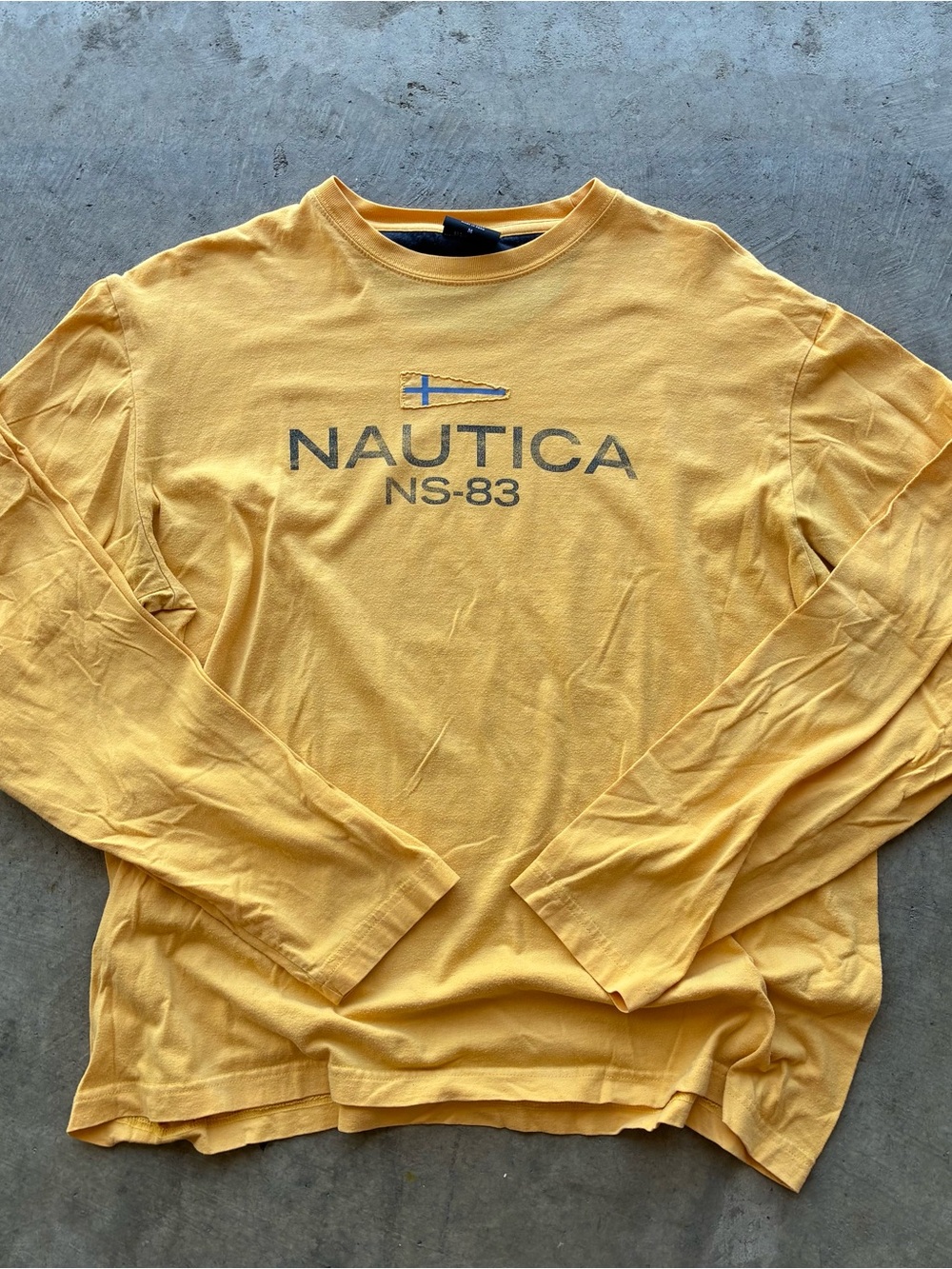 Nautica Mustard Yellow Cotton Tee with Branded Neck Label